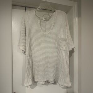 Zenana Cream Knit Short Sleeve Top